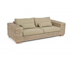 Kubistyczna beżowa sofa 3-osobowa rattanowa do ogrodu zimowego LEANDRO bizzotto 
