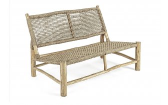 Ławka sofa teakowa z technorattanem LAMPOK bizzotto