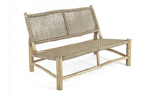 Ławka sofa teakowa z technorattanem LAMPOK bizzotto