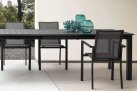 Ciemnoszary zestaw stołowy aluminiowy z rozkładanym stołem 160-240x100 KONNOR bizzotto