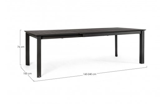 Ciemnoszary rozkładany stół 160-240x100 aluminiowy ogrodowy KONNOR bizzotto