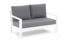 Dwuosobowa sofa aluminiowa ogrodowa Biała timber z poduszkami soltex mist grey