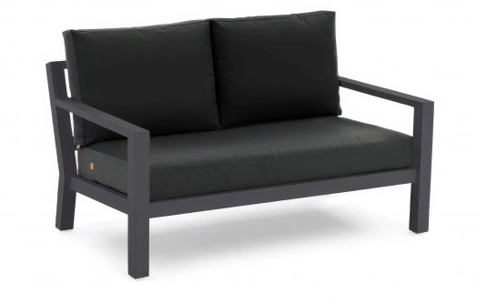 Dwuosobowa sofa aluminiowa ogrodowa ciemnoszara timber z grafitowymi poduszkami Dwuosobowa sofa aluminiowa ogrodowa ciemnoszara timber z grafitowymi poduszkami