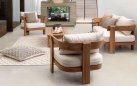 Sofa wypoczynkowa do patio 2,5-osobowa EVORA drewno teakowe / poduszki Olefin