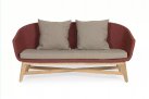 Bordowa ekskluzywna sofa ogrodowa wypoczynkowa teak lina polipropylenowa COACHELLA bizzotto 