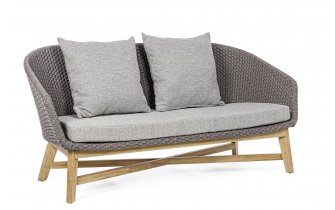 Szara nowoczesna sofa ogrodowa wypoczynkowa teak lina COACHELLA bizzotto 