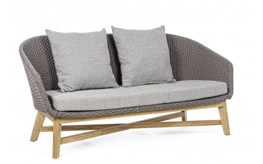 Szara nowoczesna sofa ogrodowa wypoczynkowa teak lina COACHELLA bizzotto Szara nowoczesna sofa ogrodowa wypoczynkowa teak lina COACHELLA bizzotto