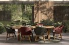 Bordowe krzesło stołowe z podstawą teak i siedziskiem z liny polipropylenowej COACHELLA bizzotto