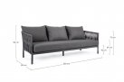 Antracytowa szeroka sofa nowoczesna na taras aluminiowa FLOENCIA bizzotto