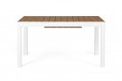 Biały stół ogrodowy aluminiowy rozkładany 140-200 blat kompozyt teak ELIAS bizzotto 