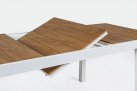 Biały stół ogrodowy aluminiowy rozkładany 140-200 blat kompozyt teak ELIAS bizzotto 