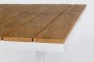 Biały stół ogrodowy aluminiowy rozkładany 140-200 blat kompozyt teak ELIAS bizzotto 