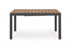 Ciamnoszary stół ogrodowy aluminiowy rozkładany 140-200 blat kompozyt teak ELIAS bizzotto 