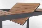 Ciamnoszary stół ogrodowy aluminiowy rozkładany 140-200 blat kompozyt teak ELIAS bizzotto 