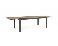 ciemnoszary stół ogrodowy aluminiowy rozkładany 203-248-293  blat kompozyt teak ELIAS bizzotto 