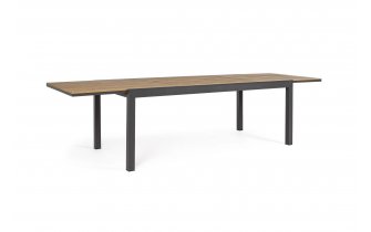 ciemnoszary stół ogrodowy aluminiowy rozkładany 203-248-293  blat kompozyt teak ELIAS bizzotto 