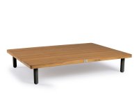 Stolik kawowy z blatem teak KYTSU 140x105 nogi antracyt
