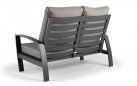 Wysoka sofa ogrodowa aluminowa 2-osobowa VALENCIA z szarymi poduszkami