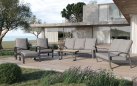 Wysoka sofa ogrodowa aluminowa 2-osobowa VALENCIA z szarymi poduszkami