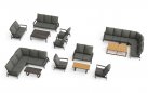 Wysoka sofa ogrodowa aluminowa VALENCIA z szarymi poduszkami