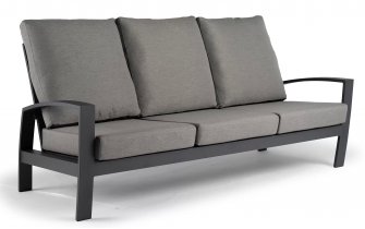 Wysoka sofa ogrodowa aluminowa VALENCIA z szarymi poduszkami