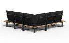 <udułowy narożnik ogrodowy aluminiowy SEO antracyt / poduszki czarne / platforma teak
