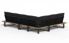 <udułowy narożnik ogrodowy aluminiowy SEO antracyt / poduszki czarne / platforma teak