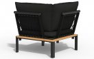 <udułowy narożnik ogrodowy aluminiowy SEO antracyt / poduszki czarne / platforma teak
