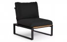 <udułowy narożnik ogrodowy aluminiowy SEO antracyt / poduszki czarne / platforma teak