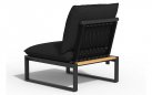 <udułowy narożnik ogrodowy aluminiowy SEO antracyt / poduszki czarne / platforma teak