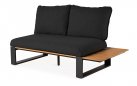 <udułowy narożnik ogrodowy aluminiowy SEO antracyt / poduszki czarne / platforma teak