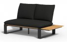 <udułowy narożnik ogrodowy aluminiowy SEO antracyt / poduszki czarne / platforma teak