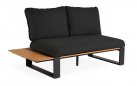 <udułowy narożnik ogrodowy aluminiowy SEO antracyt / poduszki czarne / platforma teak