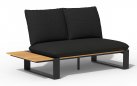 <udułowy narożnik ogrodowy aluminiowy SEO antracyt / poduszki czarne / platforma teak