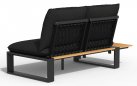 <udułowy narożnik ogrodowy aluminiowy SEO antracyt / poduszki czarne / platforma teak