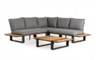 <udułowy narożnik ogrodowy aluminiowy SEO antracyt / poduszki szare / platforma teak