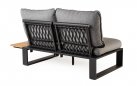 <udułowy narożnik ogrodowy aluminiowy SEO antracyt / poduszki szare / platforma teak
