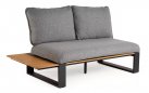 <udułowy narożnik ogrodowy aluminiowy SEO antracyt / poduszki szare / platforma teak