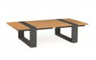 <udułowy narożnik ogrodowy aluminiowy SEO antracyt / poduszki szare / platforma teak