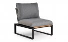 <udułowy narożnik ogrodowy aluminiowy SEO antracyt / poduszki szare / platforma teak