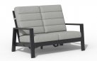 Wysoka 2-osobowa sofa ogrodowa z pochylanymi oparciami aluminiowa QUEENS poduszki szare