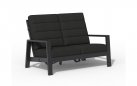 Wysoka sofa ogrodowa z pochylanymi oparciami aluminiowa QUEENS poduszki czarne