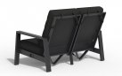 Wysoka sofa ogrodowa z pochylanymi oparciami aluminiowa QUEENS poduszki czarne