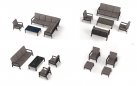 Wysoka sofa ogrodowa z pochylanymi oparciami aluminiowa QUEENS poduszki szare