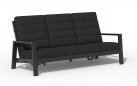Wysoka 3-osobowa sofa ogrodowa z pochylanymi oparciami aluminiowa QUEENS poduszki czarne