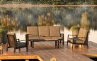 Wysoka 3-osobowa sofa ogrodowa z pochylanymi oparciami aluminiowa QUEENS poduszki szare