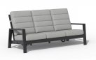 Wysoka 3-osobowa sofa ogrodowa z pochylanymi oparciami aluminiowa QUEENS poduszki szare