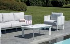 CANNES zestaw wypoczynkowy ogrodowy aluminium biały marmur tkanina