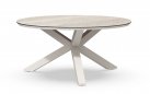 Stół okrągły OMNIGO d150 aluminiowe nogi białe / blat HPL TRAVERTINE