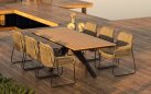 Stół jadalniany ogrodowy nogi krzyżowe antracyt ORION 220x100 cm blat teak 